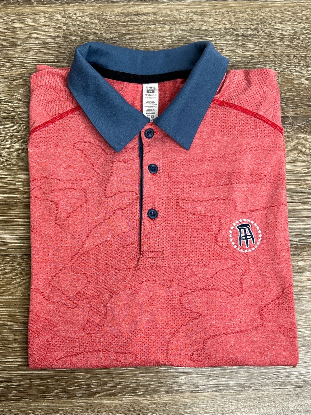 UNRL x Barstool Sports Golf Polo Shirt Red Camo Performance Polo Men’s Medium